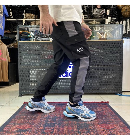 شلوار اسلش شیشجیب  بالنسیاگا نوار طوسی