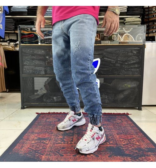 شلوار جاگر آبی سایه دار
