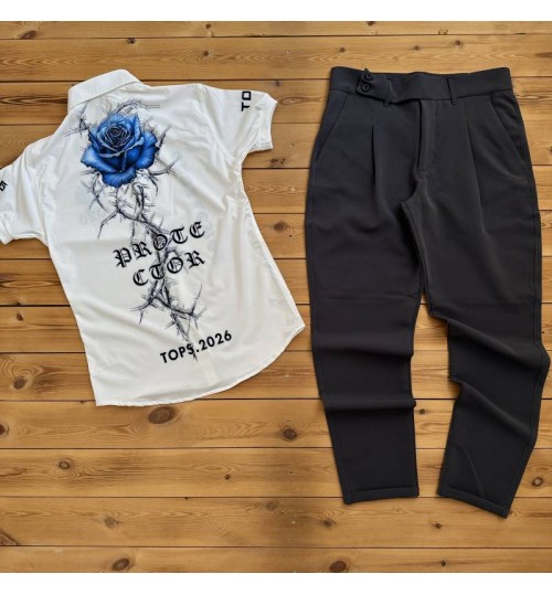 شلوار مازراتی کمر انگلیسی رنگ ذغالی