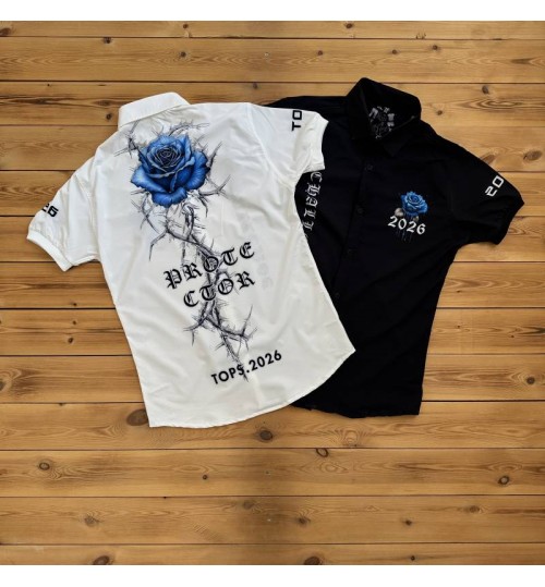 پیراهن بوگاتی گل رز آبی 